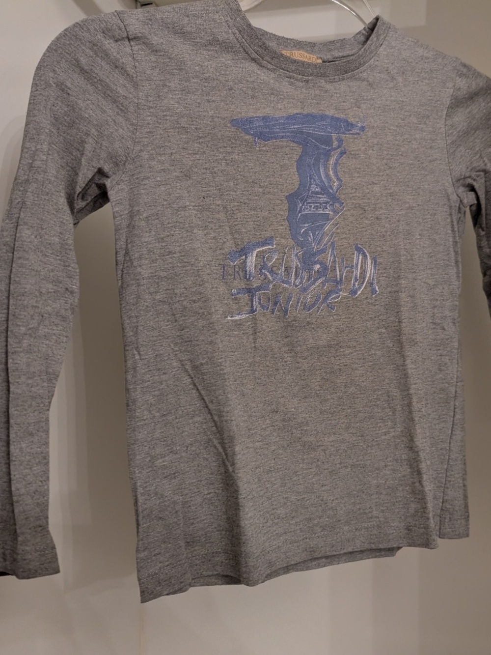 Trussardi Boys Gray Long Sleeve Logo T-Shirt Size 8